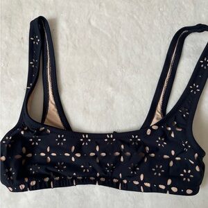 J. Crew Black Bikini Top with Geometric Cutouts